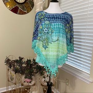 New Direction Poncho Overlay Blouse
